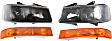 2007 Chevrolet Express 1500 - 4-Piece Kit Driver and Passenger Side Halogen Headlight, With bulb(s), OE Replacement,  Includes (2) Headlight and (2) Parking Light