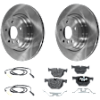 2-Wheel Set Rear Brake Disc and Pad Kit, Plain Surface 5 Lugs 336.04 mm Organic, Includes (2) Brake Disc, (1) Brake Pad Set and (2) Brake Pad Sensor