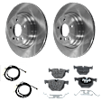 2-Wheel Set Rear Brake Disc and Pad Kit, Plain Surface 5 Lugs 336.04 mm Organic AWD, Includes (2) Brake Disc, (1) Brake Pad Set and (2) Brake Pad Sensor
