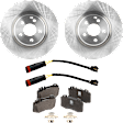 2-Wheel Set Front Brake Disc and Pad Kit, Plain Surface 5 Lugs 329.95 mm Organic, Includes (2) Brake Disc, (1) Brake Pad Set and (2) Brake Pad Sensor