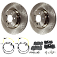2-Wheel Set Front Brake Disc and Pad Kit, Plain Surface 5 Lugs 359.92 mm Organic, Includes (1) Brake Pad Set, (2) Brake Pad Sensor and (2) Brake Disc