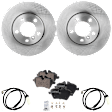 2-Wheel Set Brake Disc and Pad Kit, Plain Surface 5 Lugs 293.88 mm Ceramic, Includes (2) Disc, (2) Pad Sensor, and (1) Pad Set