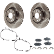 2-Wheel Set Front Brake Disc and Pad Kit, Plain Surface 4 Lugs 276 mm Organic, Includes (2) Brake Disc, (1) Brake Pad Set and (2) Brake Pad Sensor