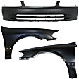 3-Piece Kit, Front Primed Bumper Cover, Includes (1) Bumper Cover and (2) Fender