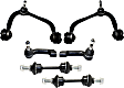 6-Piece Kit Front, Driver and Passenger Side, Upper Control Arm Kit, Includes (2) Control Arm, (2) Sway Bar Link, and (2) Tie Rod End