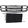 1998 Chevrolet Express 2500 - 2-Piece Kit Grille, Chrome Shell with Painted Gray Insert, For Models With Composite Headlights,  Includes (1) A/C Condenser and (1) Grille Assembly