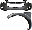 2-Piece Kit, Front Primed Bumper Cover, Includes (1) Bumper Cover and (1) Fender