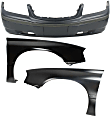 3-Piece Kit, Front Primed Bumper Cover, Includes (1) Bumper Cover and (2) Fender