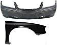 2-Piece Kit, Front Primed Bumper Cover, Includes (1) Bumper Cover and (1) Fender