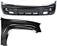 2-Piece Kit, Front Upper - Primed, Lower - Textured Bumper Cover, Includes (1) Bumper Cover and (1) Fender