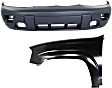 2-Piece Kit, Front Primed Bumper Cover, Includes (1) Bumper Cover and (1) Fender
