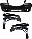 3-Piece Kit, Front Primed Bumper Cover, For Models Without Chrome Insert, CAPA Certified, Includes (1) Bumper Cover and (2) Fender