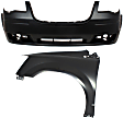 2-Piece Kit, Front Primed Bumper Cover, For Models Without Chrome Insert, CAPA Certified, Includes (1) Bumper Cover and (1) Fender