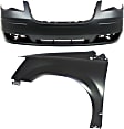 2-Piece Kit, Front Primed Bumper Cover, For Models Without Chrome Insert, CAPA Certified, Includes (1) Bumper Cover and (1) Fender