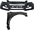 2016 Ford Escape - 2-Piece Kit Front Primed Bumper Cover, For Models With Active Park Assist System, Includes (1) Bumper Cover and (1) Fender