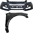 2-Piece Kit, Front, Upper Primed Bumper Cover, For Models Without Active Park Assist System, Includes (1) Bumper Cover and (1) Fender
