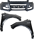 3-Piece Kit, Front, Upper Primed Bumper Cover, For Models Without Active Park Assist System, CAPA Certified, Includes (1) Bumper Cover and (2) Fender