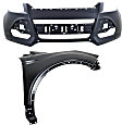 2-Piece Kit, Front Primed Bumper Cover, For Models With Active Park Assist System, CAPA Certified, Includes (1) Bumper Cover and (1) Fender
