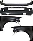 4-Piece Kit, Front, Upper and Lower Upper - Primed, Lower - Textured Bumper Cover, Includes (2) Bumper Cover and (2) Fender