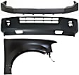 3-Piece Kit, Front, Upper and Lower Upper - Primed, Lower - Textured Bumper Cover, Includes (2) Bumper Cover and (1) Fender