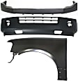 3-Piece Kit, Front, Upper and Lower Upper - Primed, Lower - Textured Bumper Cover, Includes (2) Bumper Cover and (1) Fender