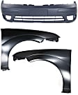 3-Piece Kit, Front Primed Bumper Cover, For Models Without Appearance Package, Includes (1) Bumper Cover and (2) Fender