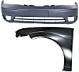 2-Piece Kit, Front Primed Bumper Cover, For Models Without Appearance Package, Includes (1) Bumper Cover and (1) Fender