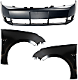 3-Piece Kit, Front Primed Bumper Cover, Includes (1) Bumper Cover and (2) Fender
