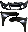 3-Piece Kit, Front Primed Bumper Cover, Includes (1) Bumper Cover and (2) Fender