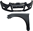 2012 Ford Focus - 2-Piece Kit Front Primed Bumper Cover, Includes (1) Bumper Cover and (1) Fender