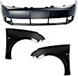 3-Piece Kit, Front Primed Bumper Cover, CAPA Certified, Includes (1) Bumper Cover and (2) Fender