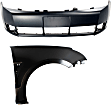 2-Piece Kit, Front Primed Bumper Cover, CAPA Certified, Includes (1) Bumper Cover and (1) Fender