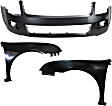 3-Piece Kit, Front Primed Bumper Cover, Includes (1) Bumper Cover and (2) Fender