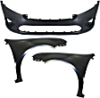 3-Piece Kit, Front Primed Bumper Cover, CAPA Certified, Includes (1) Bumper Cover and (2) Fender