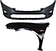 2-Piece Kit, Front Primed Bumper Cover, CAPA Certified, Includes (1) Bumper Cover and (1) Fender