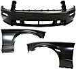 3-Piece Kit, Front Primed Bumper Cover, For Models Without California Special Package, CAPA Certified, Includes (1) Bumper Cover and (2) Fender