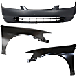 2000 Honda Accord - 3-Piece Kit Front Primed Bumper Cover, Coupe,  Includes (1) Bumper Cover and (2) Fender