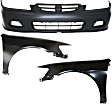 3-Piece Kit, Front Primed Bumper Cover, Includes (1) Bumper Cover and (2) Fender