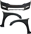 3-Piece Kit, Front Primed Bumper Cover, Sedan, Includes (1) Bumper Cover and (2) Fender