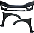 3-Piece Kit, Front Primed Bumper Cover, Sedan, Includes (1) Bumper Cover and (2) Fender