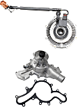 2-Piece Kit Water Pump, 4.0L, 6Cyl, New, Includes (1) Water Pump and (1) Fan Clutch