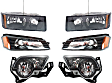 2004 Chevrolet Avalanche 1500 - 6-Piece Kit Driver and Passenger Side Halogen Headlight, With bulb(s), For Models With Body Cladding, Without Decor Package, OE Replacement,  Includes (2) Fog Light, (2) Headlight, and (2) Turn Signal Light