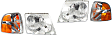 2005 Ford Explorer - 4-Piece Kit Driver and Passenger Side Halogen Headlight, With bulb(s), OE Replacement,  Includes (2) Corner Light and (2) Headlight