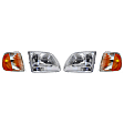 2002 Ford F-150 - 4-Piece Kit Driver and Passenger Side Halogen Headlight, With bulb(s), 2001-2004 Style, OE Replacement, Includes (2) Corner Light and (2) Headlight