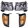 2003 Toyota Tacoma - 4-Piece Kit Driver and Passenger Side Halogen Headlight, With bulb(s), OE Replacement,  Includes (2) Corner Light and (2) Headlight