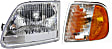 2-Piece Kit Driver Side Halogen Headlight, With bulb(s), 2001-2004 Style, OE Replacement, Includes (1) Corner Light and (1) Headlight