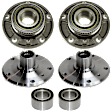 6-Piece Kit Front and Rear, Driver and Passenger Side Wheel Hub, 5 Lugs,, RWD, includes (2) Wheel Bearing and (4) Wheel Hub