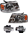 2004 Ford F-150 - 4-Piece Kit Driver and Passenger Side Halogen Headlight, With bulb(s), New Body Style, OE Replacement,  Includes (2) Fog Light and (2) Headlight