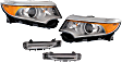 2011-2014 Ford Edge - 4-Piece Kit Driver and Passenger Side Halogen Headlight, With bulb(s), OE Replacement, Sport Utility, Includes (2) Parking Light and (2) Headlight