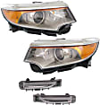 2013 Ford Edge - 4-Piece Kit Driver and Passenger Side Halogen Headlight, With bulb(s),  For Models With Appearance Package, OE Replacement, Sport Utility,  Includes (2) Headlight and (2) Parking Light